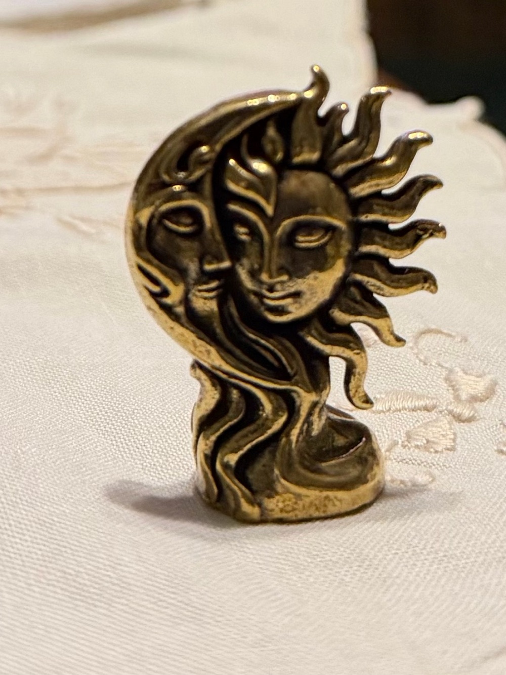 Brass Sun and Moon Figurine - Decorative Home Accent #274
